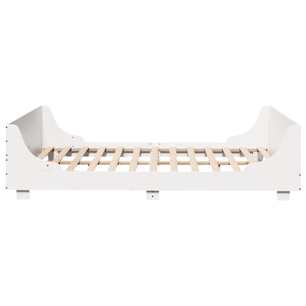 vidaXL Cadru de pat fără saltea, alb, 135x190 cm, lemn masiv de pin vidaXL Cadru de pat fără saltea, alb, 135x190 cm, lemn masiv de pin