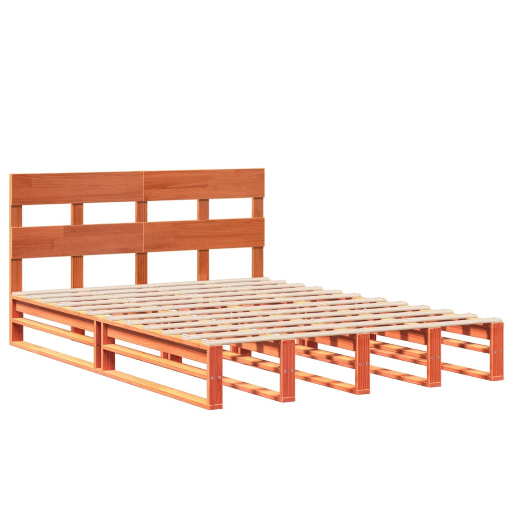 vidaXL Cadru de pat fără saltea, maro ceruit 150x200 cm lemn masiv pin vidaXL Cadru de pat fără saltea, maro ceruit 150x200 cm lemn masiv pin