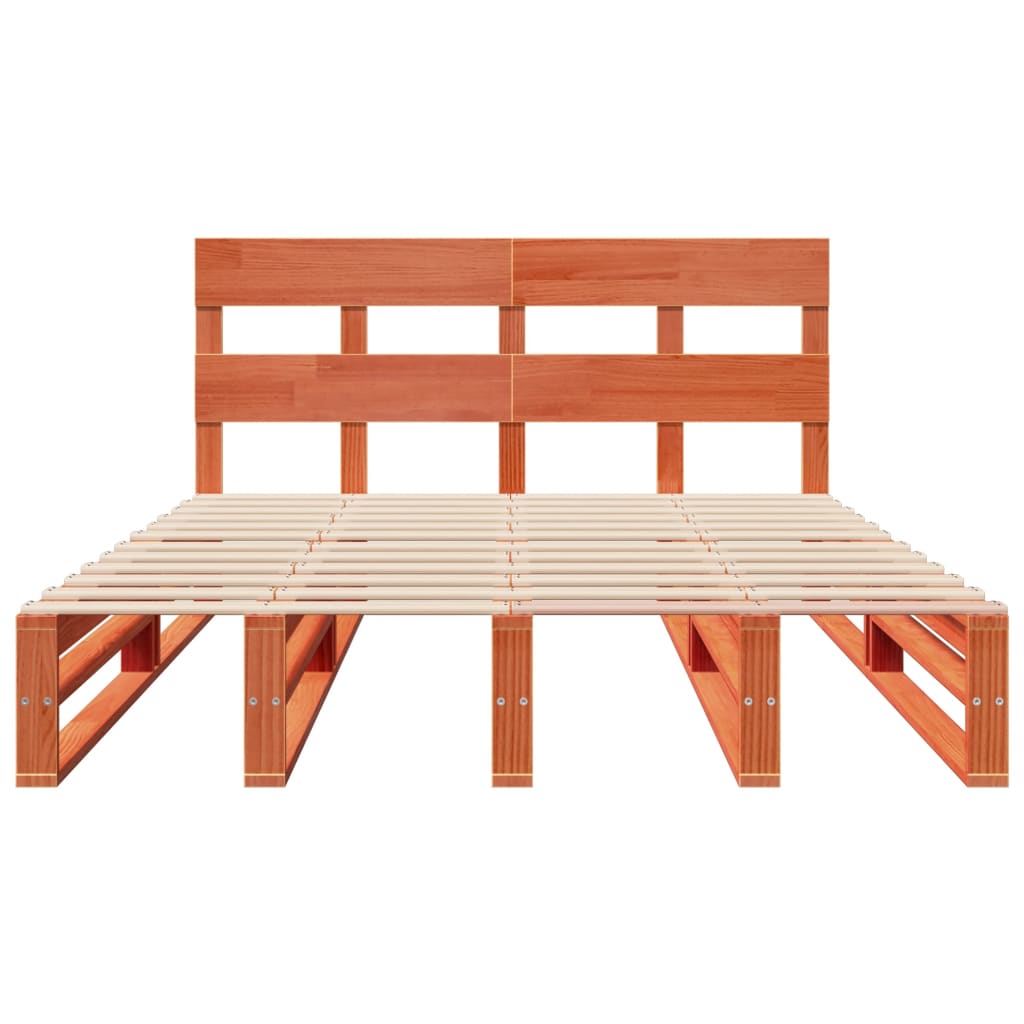 vidaXL Cadru de pat fără saltea, maro ceruit 150x200 cm lemn masiv pin vidaXL Cadru de pat fără saltea, maro ceruit 150x200 cm lemn masiv pin