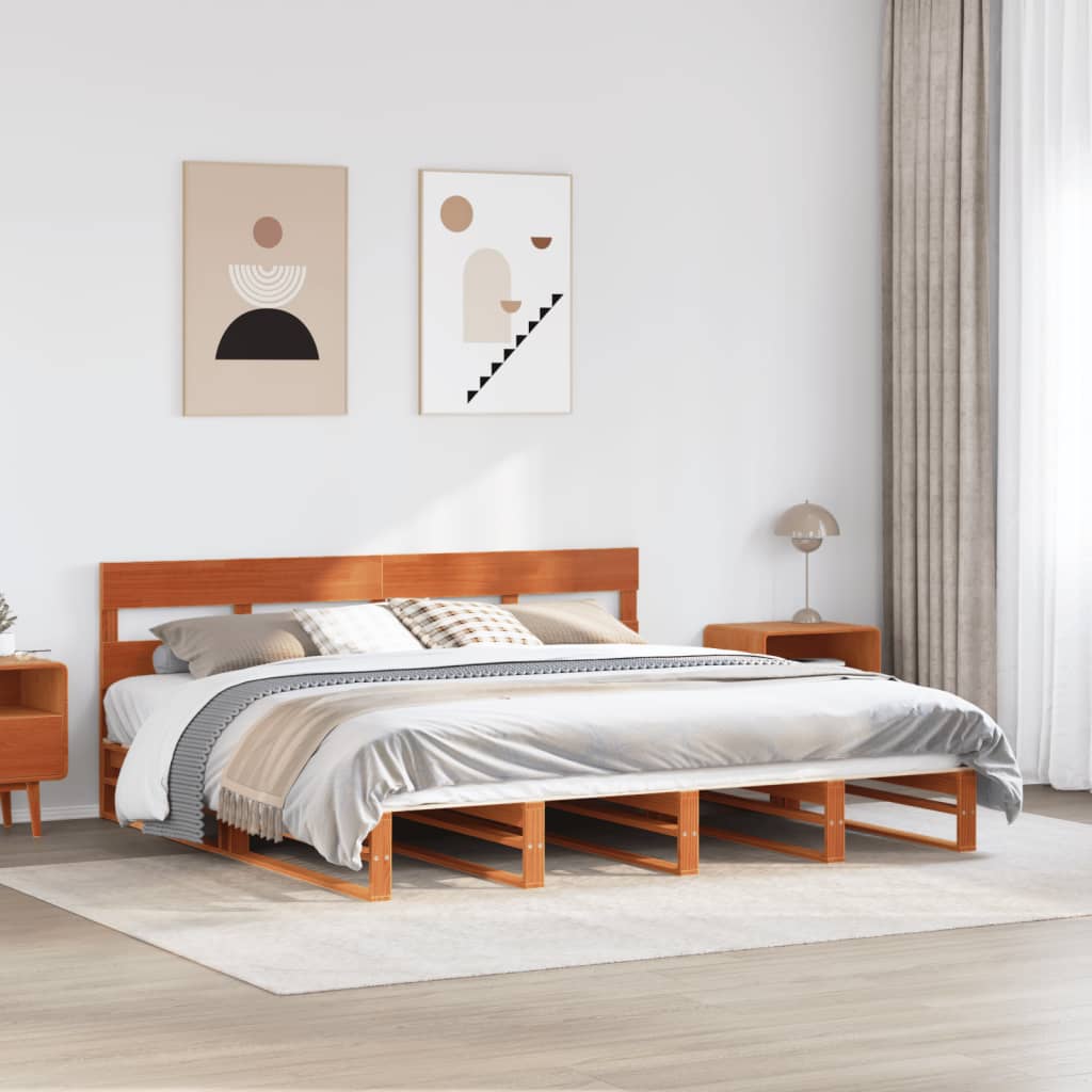 vidaXL Cadru de pat fără saltea, maro ceruit 200x200 cm lemn masiv pin vidaXL Cadru de pat fără saltea, maro ceruit 200x200 cm lemn masiv pin