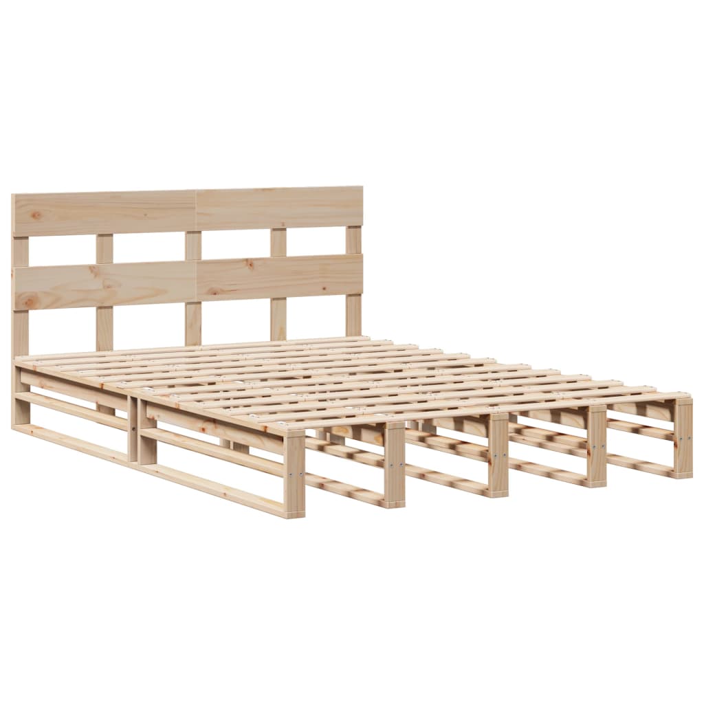 vidaXL Cadru de pat fără saltea, 140x190 cm, lemn masiv de pin