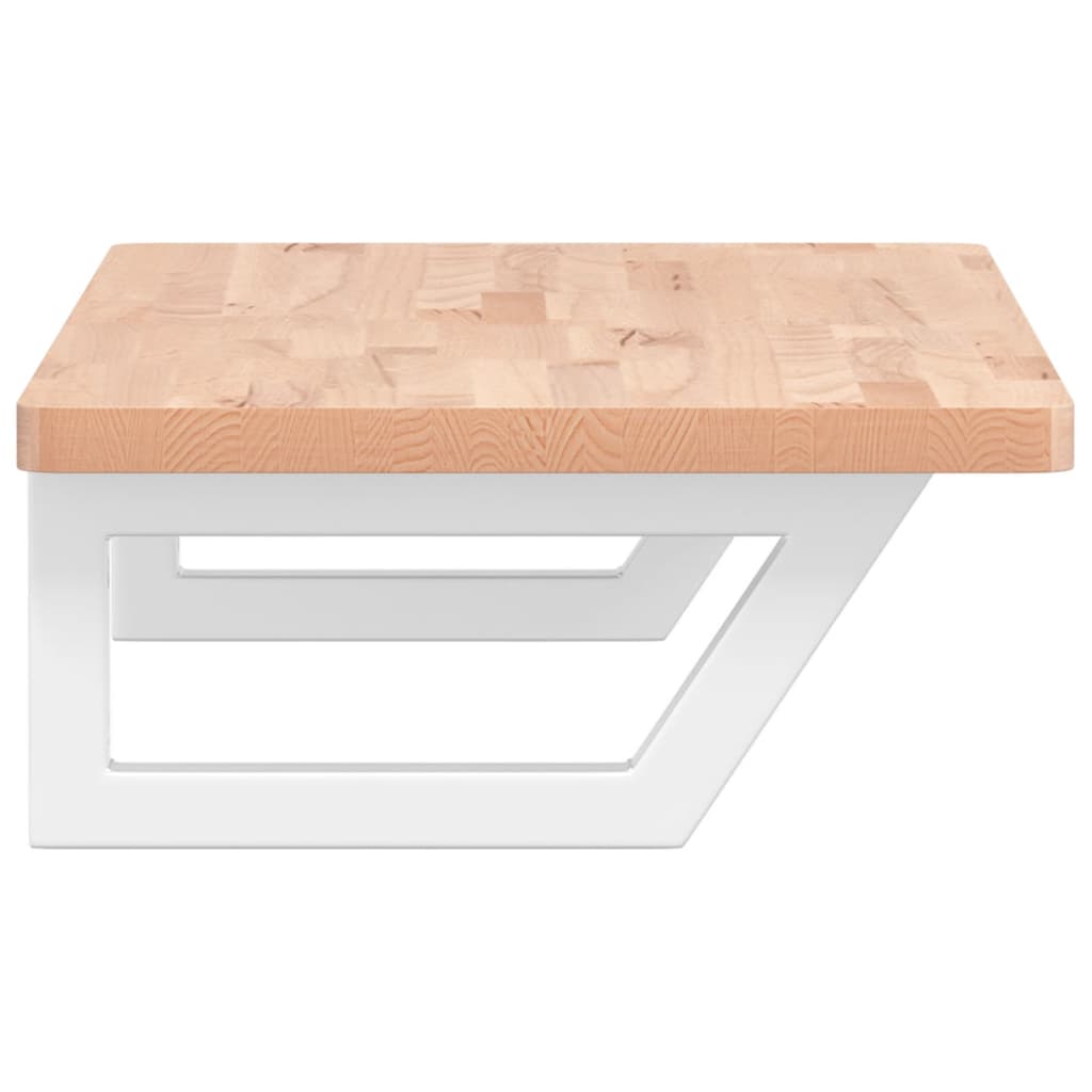 vidaXL Raft pentru lavoar montat pe perete, oțel și lemn masiv fag