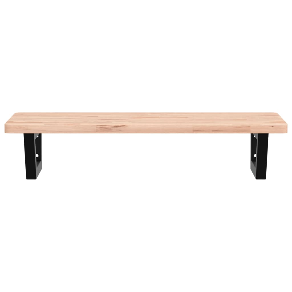 vidaXL Raft pentru lavoar montat pe perete, oțel și lemn masiv fag