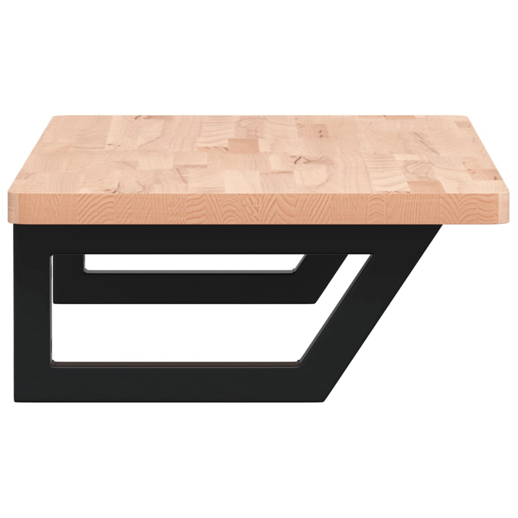 vidaXL Raft pentru lavoar montat pe perete, oțel și lemn masiv fag