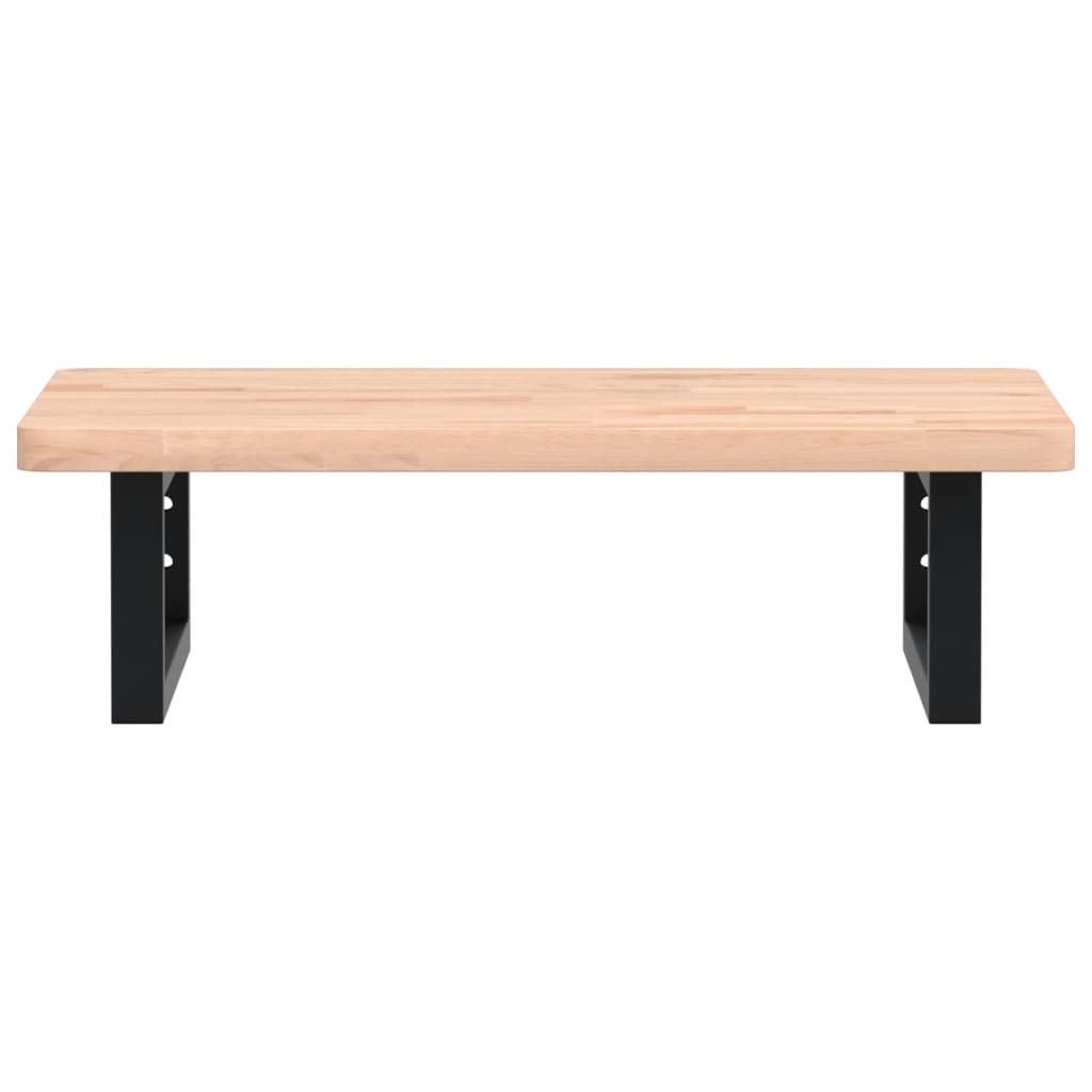 vidaXL Raft pentru lavoar montat pe perete, oțel și lemn masiv fag