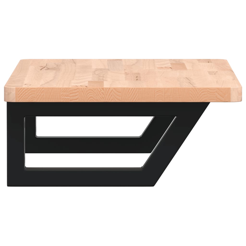 vidaXL Raft pentru lavoar montat pe perete, oțel și lemn masiv fag