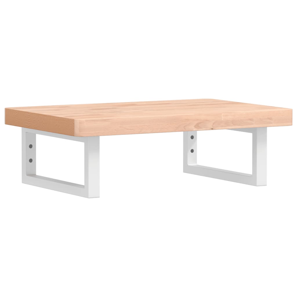 vidaXL Raft pentru lavoar montat pe perete, oțel și lemn masiv fag