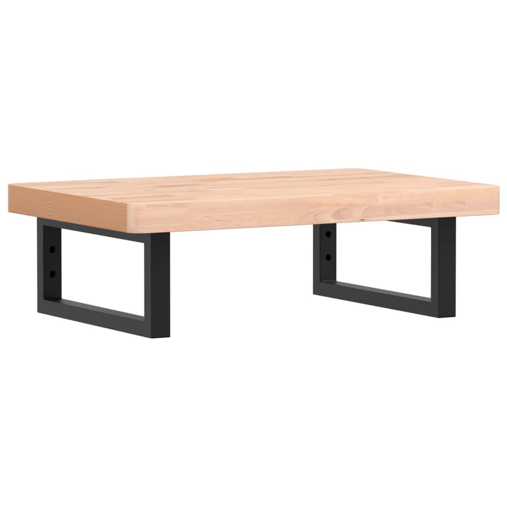 vidaXL Raft pentru lavoar montat pe perete, oțel și lemn masiv fag