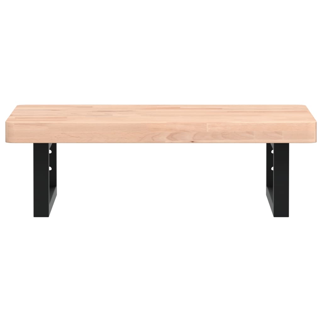 vidaXL Raft pentru lavoar montat pe perete, oțel și lemn masiv fag