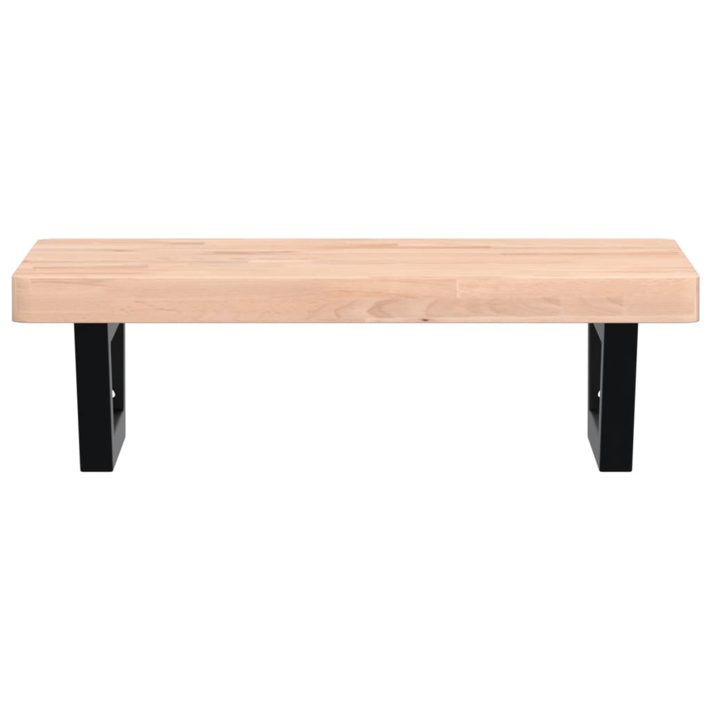 vidaXL Raft pentru lavoar montat pe perete, oțel și lemn masiv fag