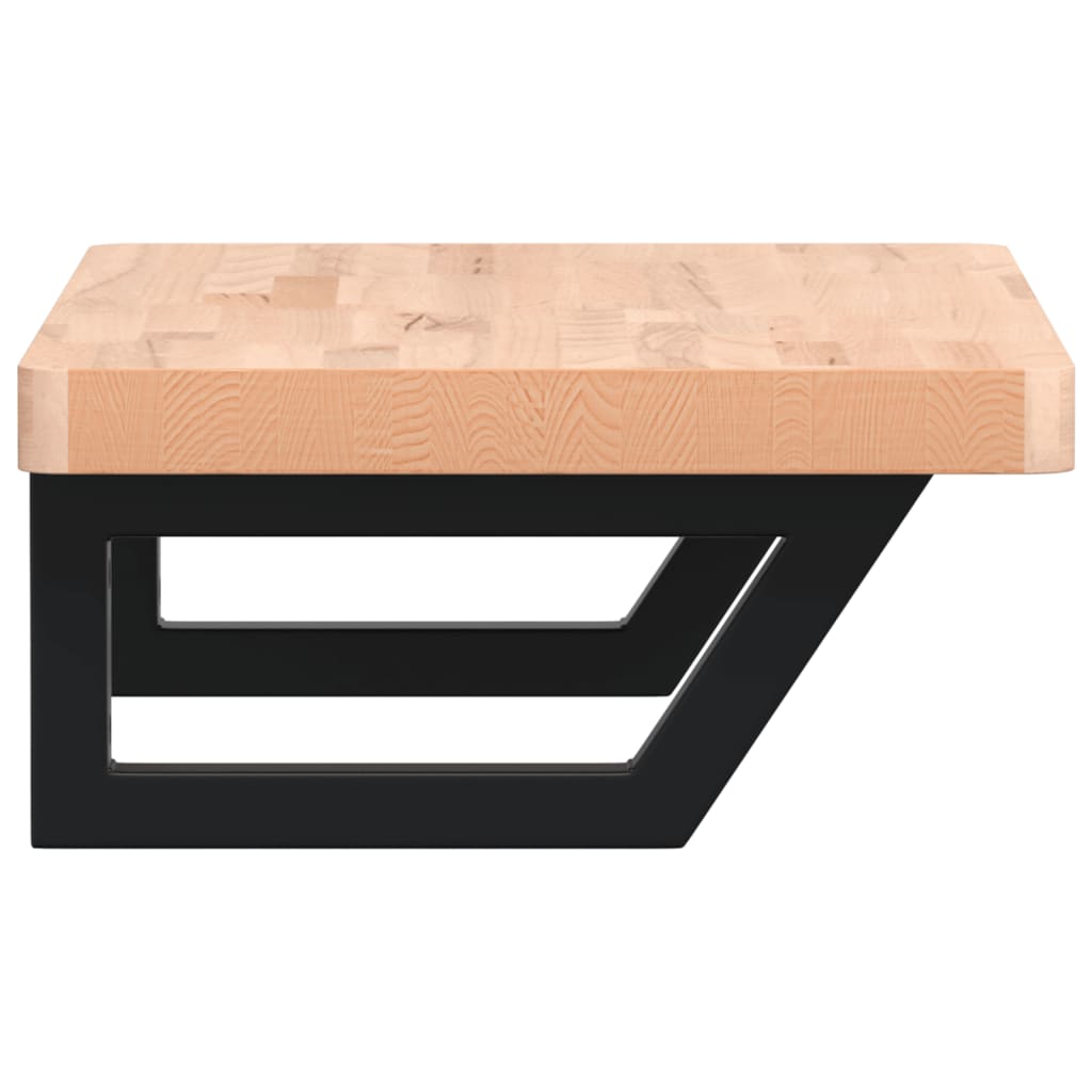 vidaXL Raft pentru lavoar montat pe perete, oțel și lemn masiv fag