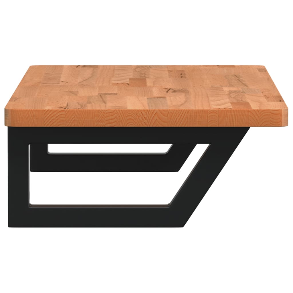 vidaXL Raft pentru lavoar montat pe perete, oțel și lemn masiv fag