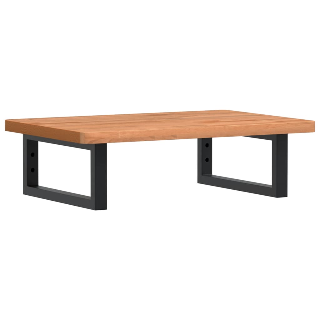 vidaXL Raft pentru lavoar montat pe perete, oțel și lemn masiv fag