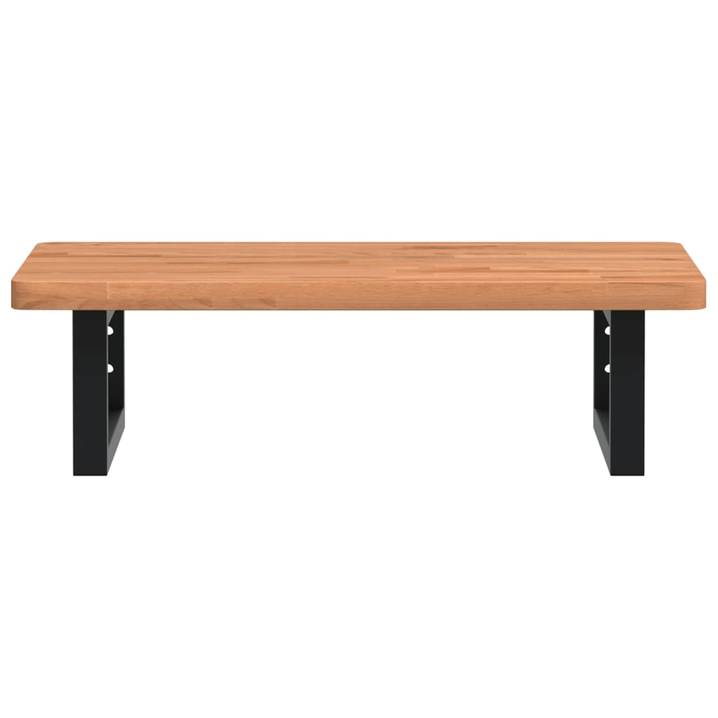 vidaXL Raft pentru lavoar montat pe perete, oțel și lemn masiv fag