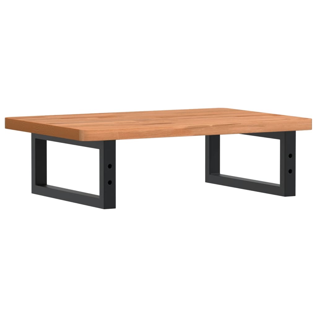 vidaXL Raft pentru lavoar montat pe perete, oțel și lemn masiv fag