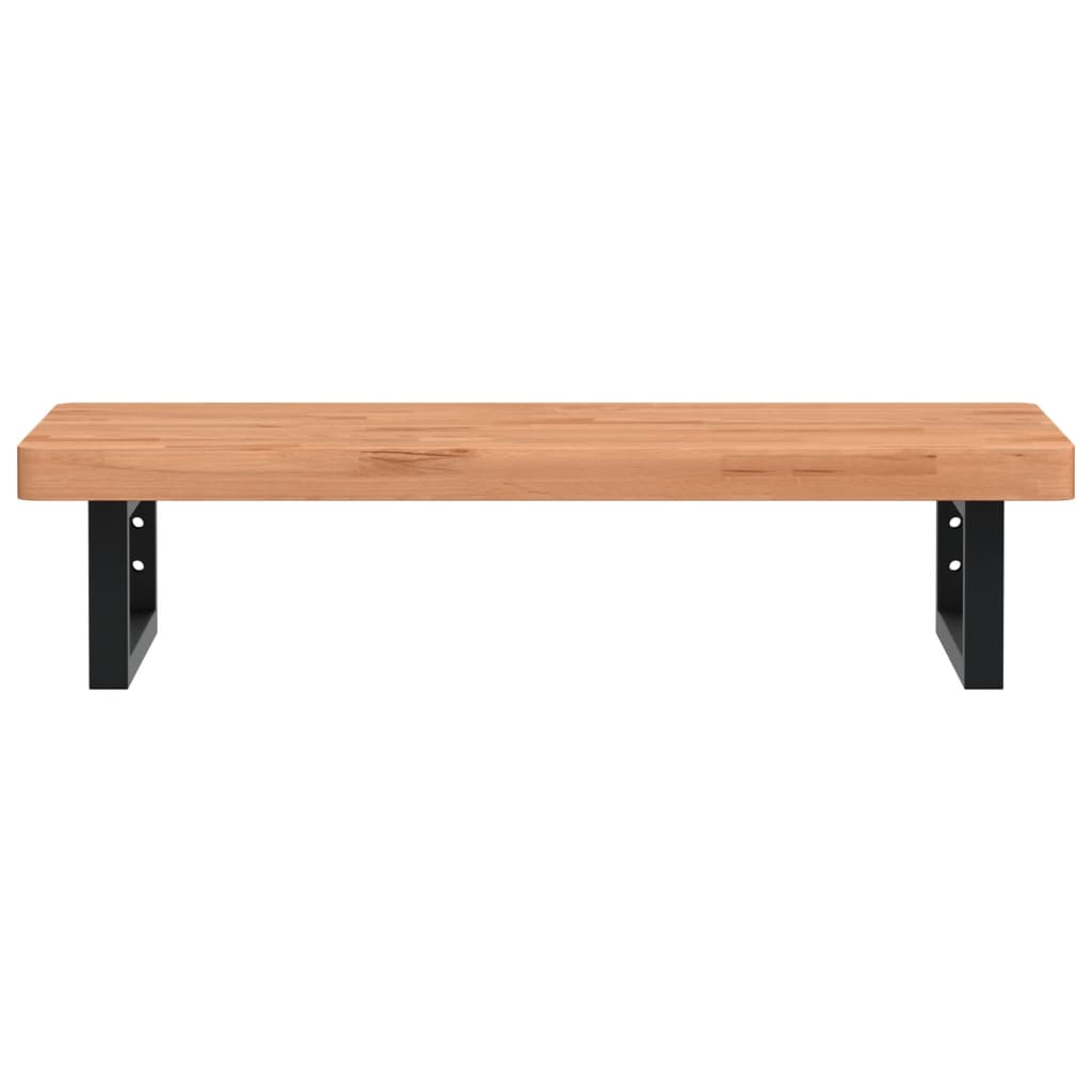 vidaXL Raft pentru lavoar montat pe perete, oțel și lemn masiv fag