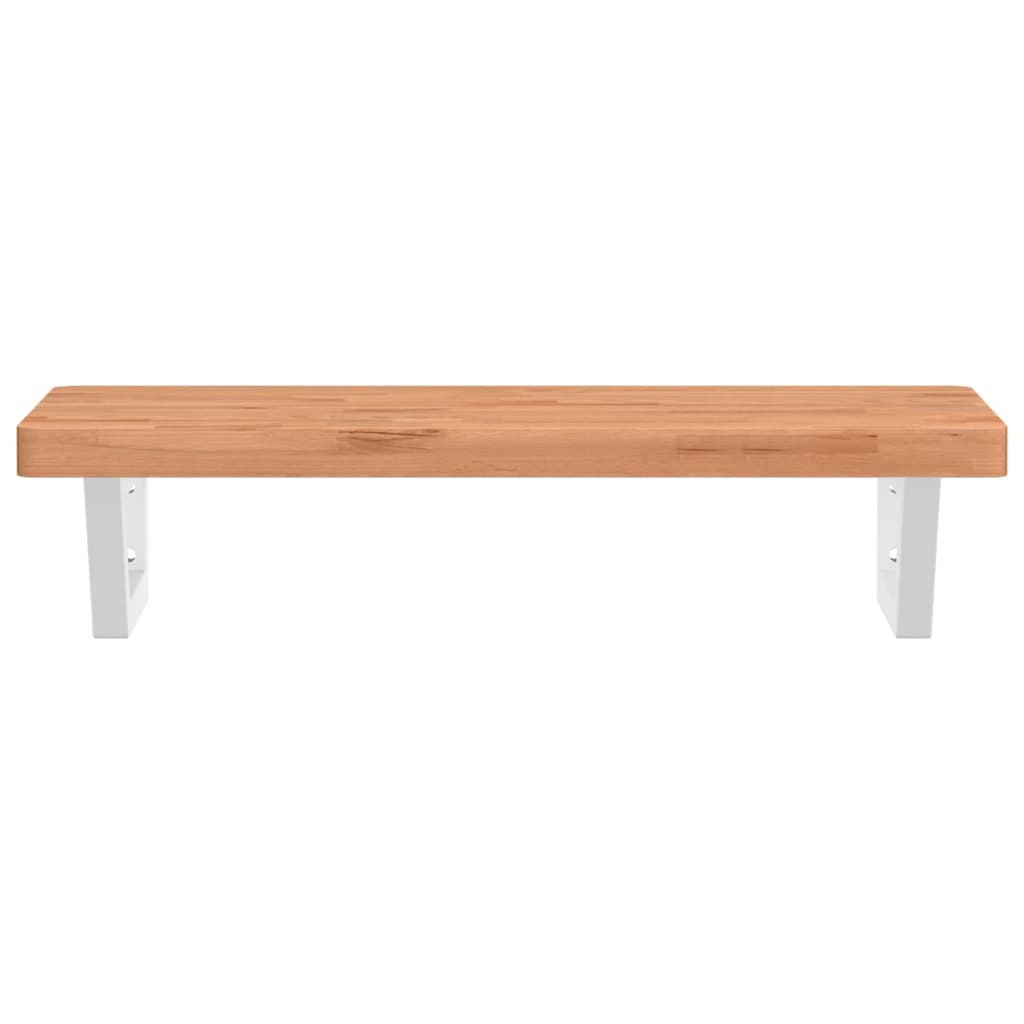 vidaXL Raft pentru lavoar montat pe perete, oțel și lemn masiv fag