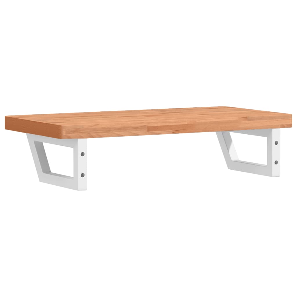 vidaXL Raft pentru lavoar montat pe perete, oțel și lemn masiv fag