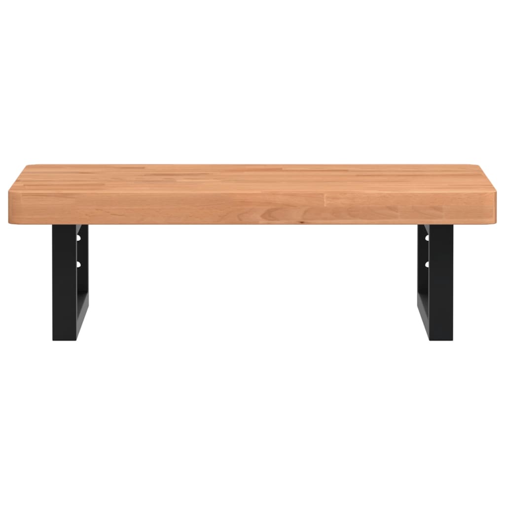 vidaXL Raft pentru lavoar montat pe perete, oțel și lemn masiv fag