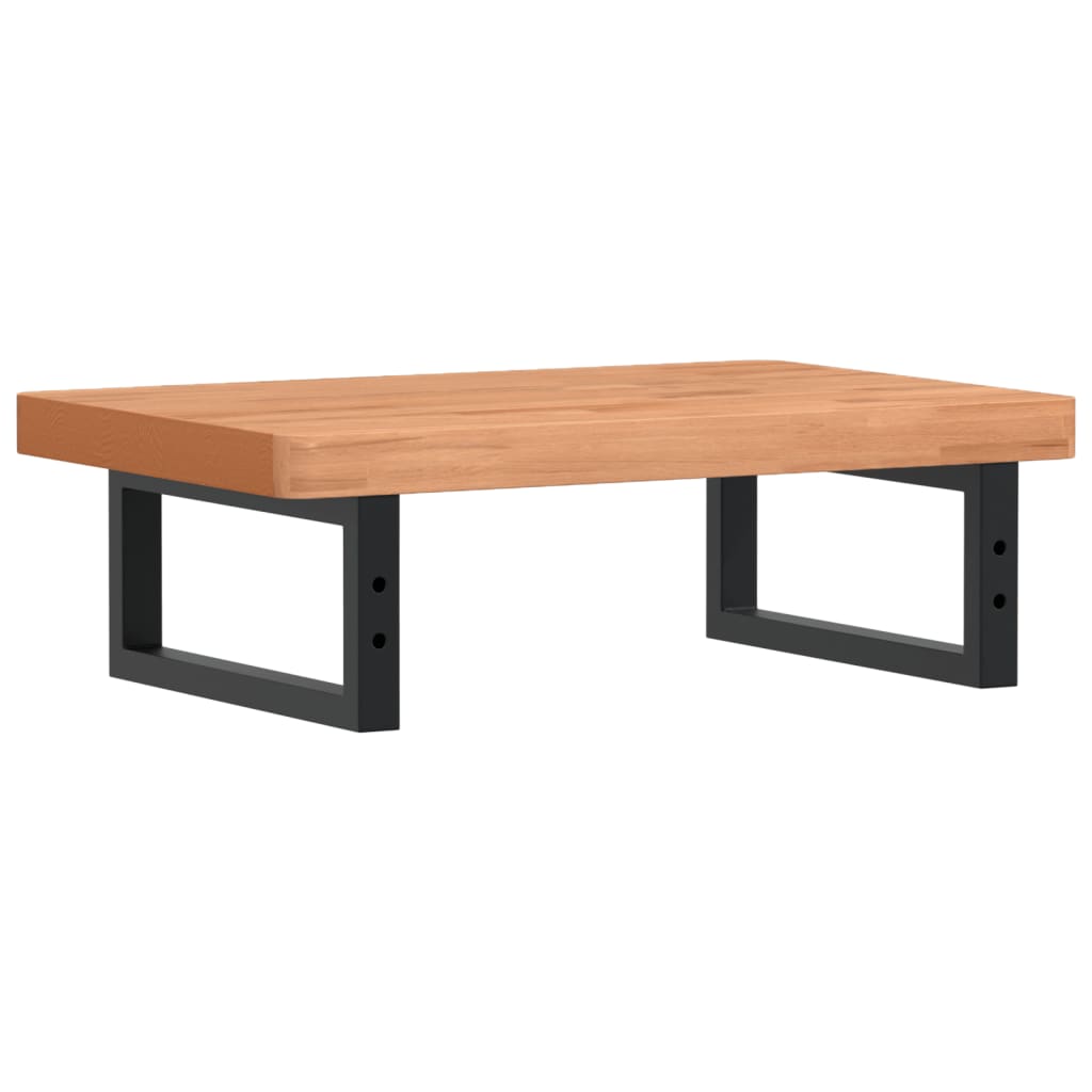 vidaXL Raft pentru lavoar montat pe perete, oțel și lemn masiv fag