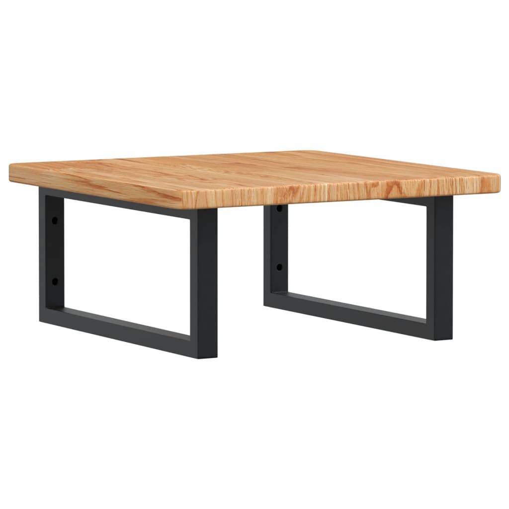 vidaXL Raft pentru lavoar montat pe perete, oțel și lemn masiv stejar