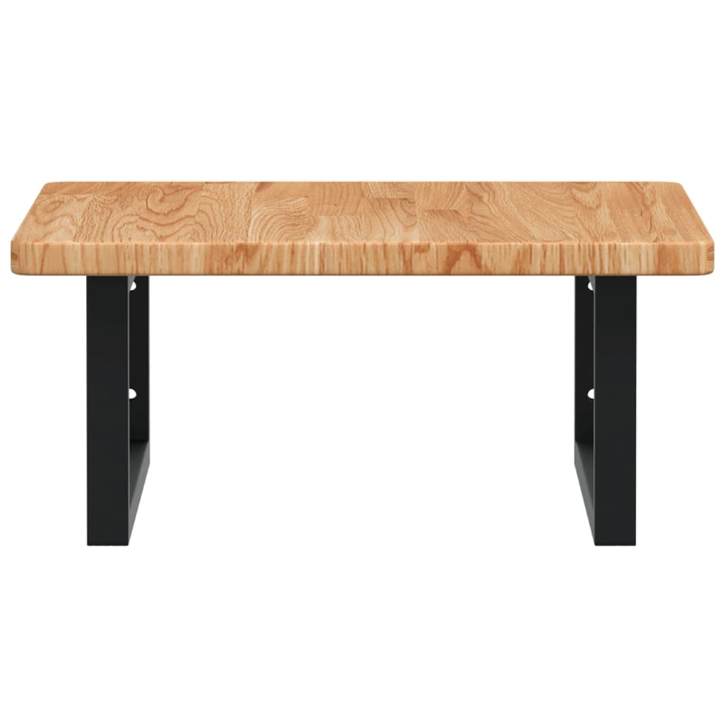 vidaXL Raft pentru lavoar montat pe perete, oțel și lemn masiv stejar