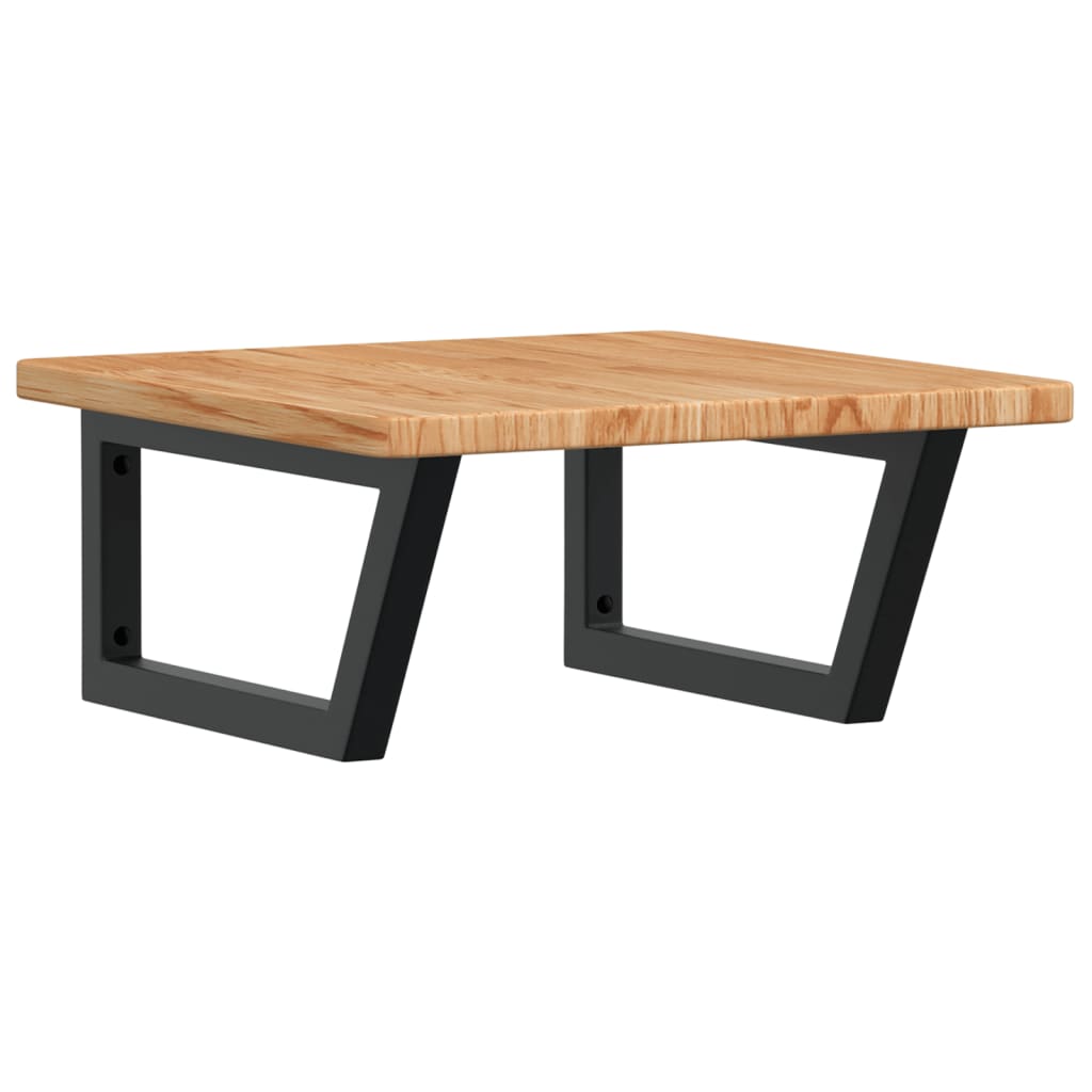 vidaXL Raft pentru lavoar montat pe perete, oțel și lemn masiv stejar