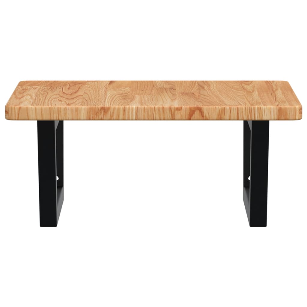 vidaXL Raft pentru lavoar montat pe perete, oțel și lemn masiv stejar