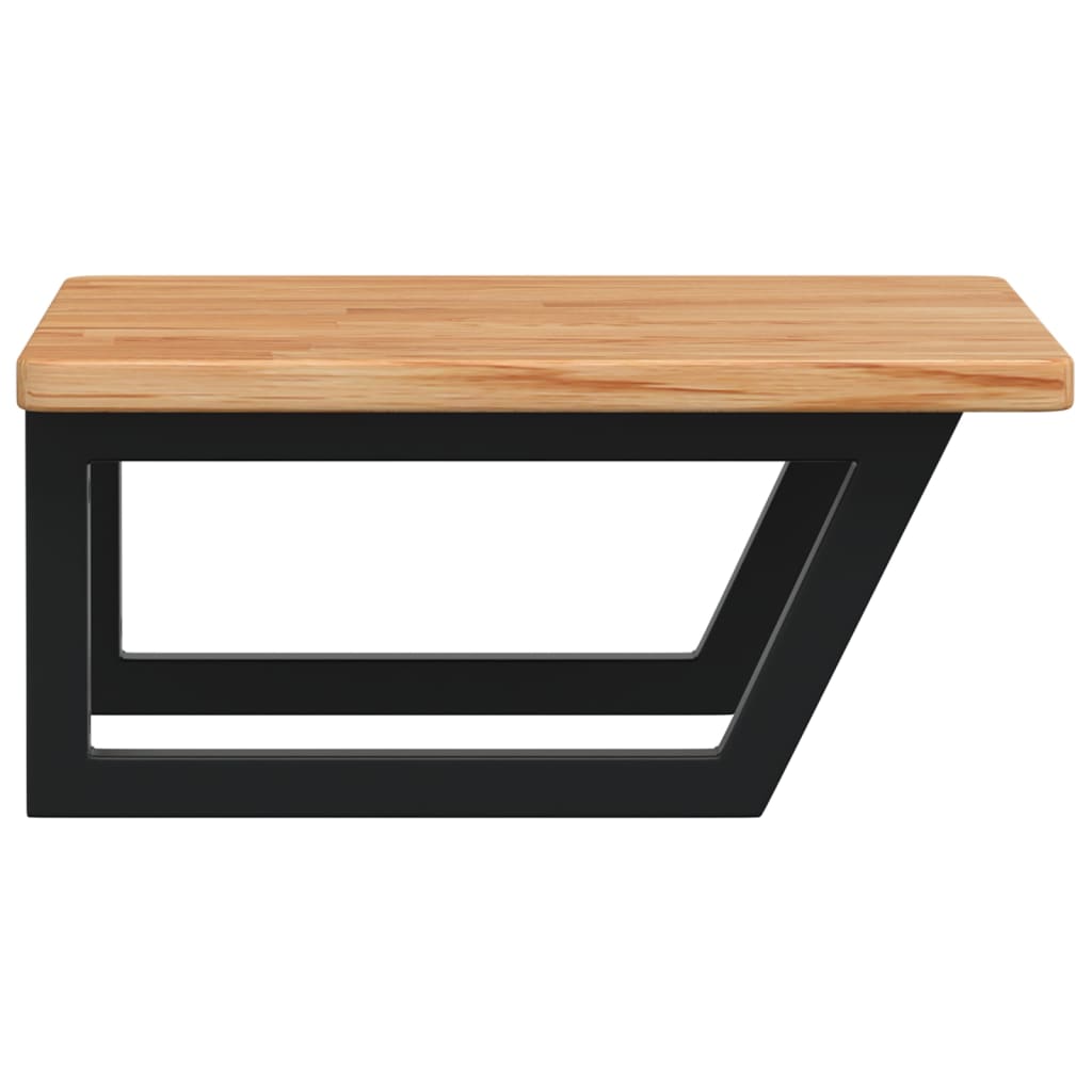 vidaXL Raft pentru lavoar montat pe perete, oțel și lemn masiv stejar