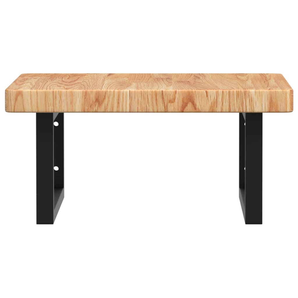 vidaXL Raft pentru lavoar montat pe perete, oțel și lemn masiv stejar