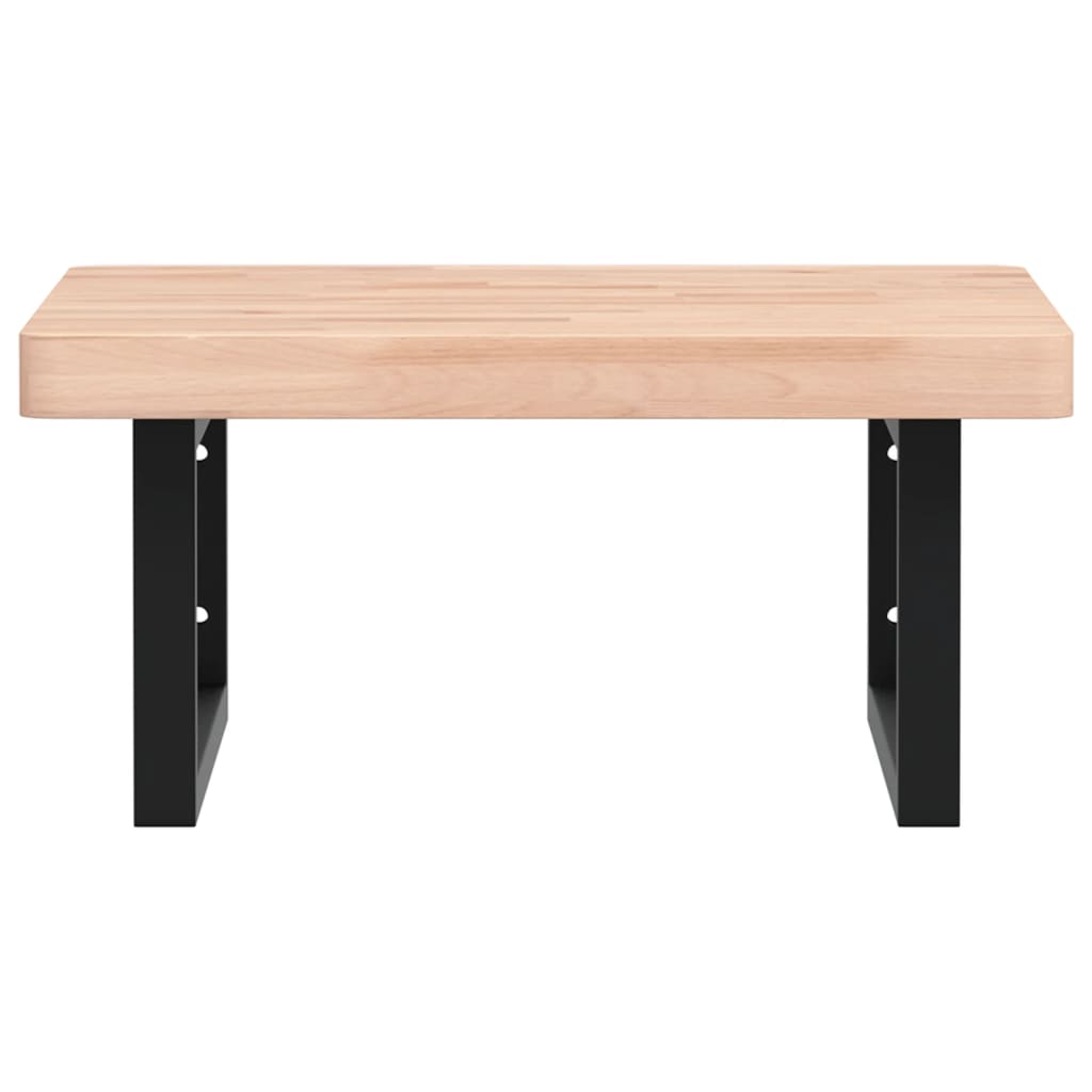 vidaXL Raft pentru lavoar montat pe perete, oțel și lemn masiv fag