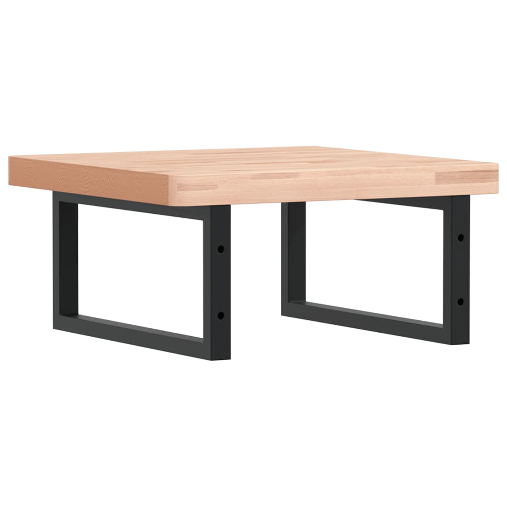 vidaXL Raft pentru lavoar montat pe perete, oțel și lemn masiv fag