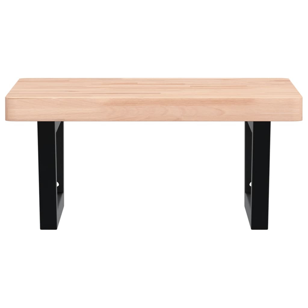 vidaXL Raft pentru lavoar montat pe perete, oțel și lemn masiv fag