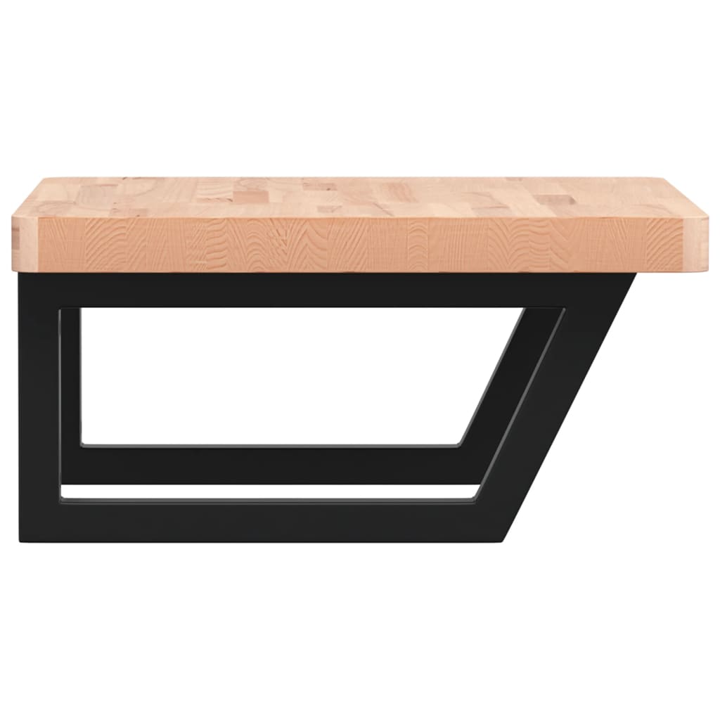 vidaXL Raft pentru lavoar montat pe perete, oțel și lemn masiv fag