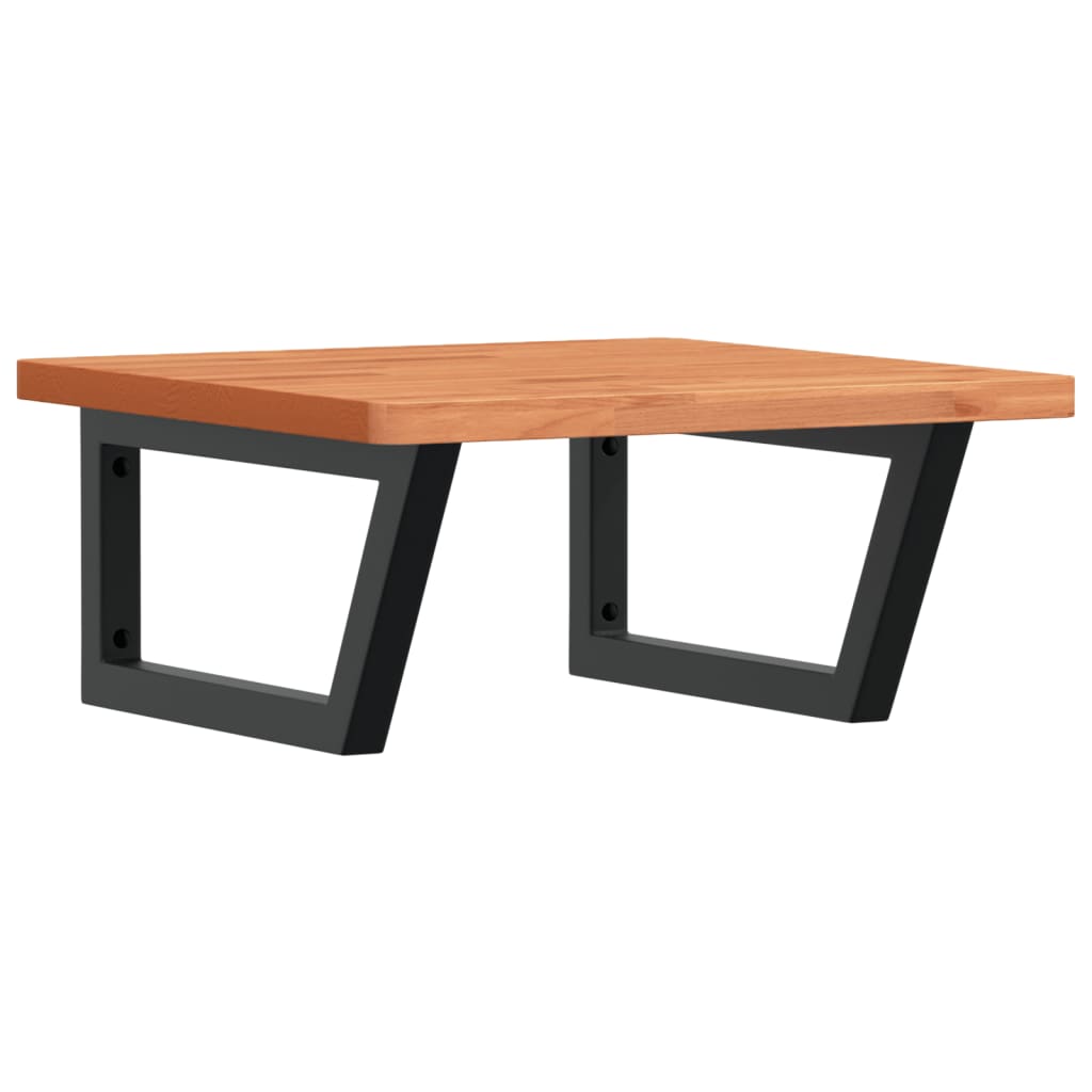 vidaXL Raft pentru lavoar montat pe perete, oțel și lemn masiv fag