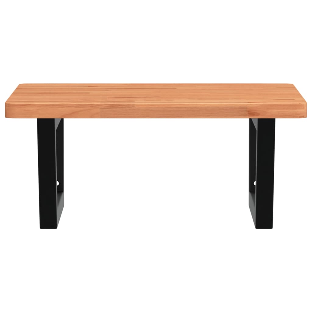 vidaXL Raft pentru lavoar montat pe perete, oțel și lemn masiv fag