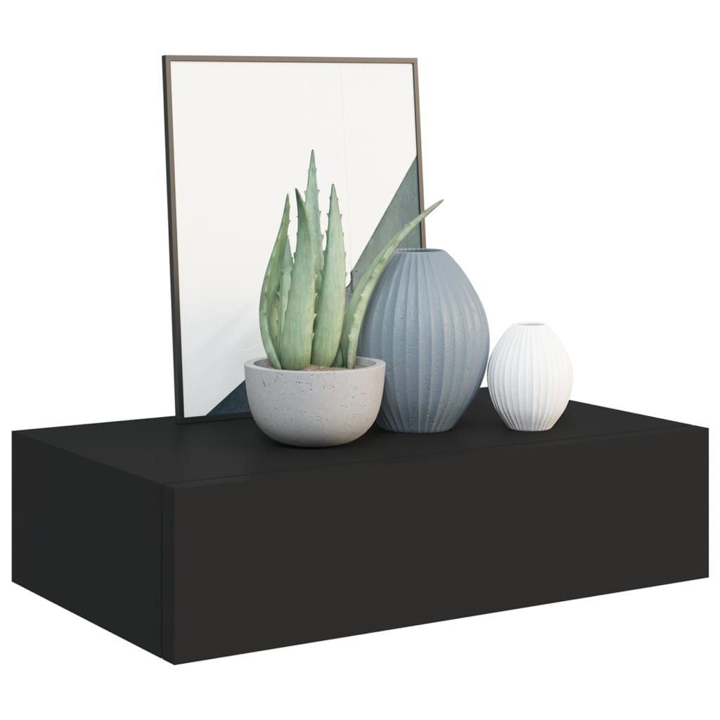 vidaXL Dulap de perete cu sertare, negru, 40x23,5x10 cm, MDF vidaXL Dulap de perete cu sertare, negru, 40x23,5x10 cm, MDF