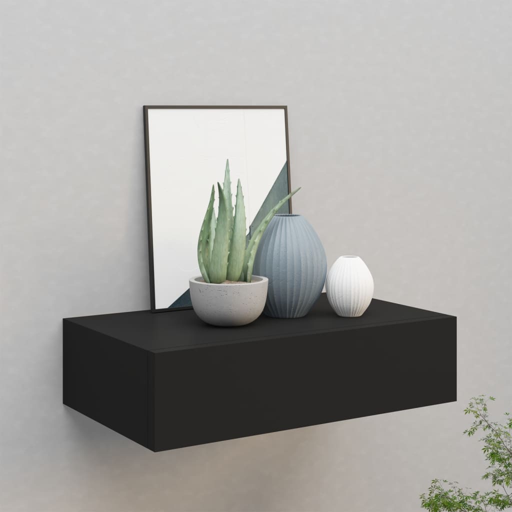 vidaXL Dulap de perete cu sertare, negru, 40x23,5x10 cm, MDF vidaXL Dulap de perete cu sertare, negru, 40x23,5x10 cm, MDF