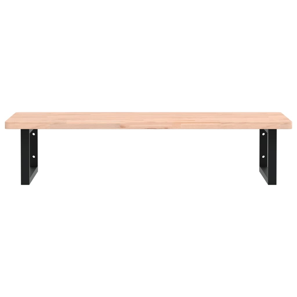 vidaXL Raft pentru lavoar montat pe perete, oțel și lemn masiv fag