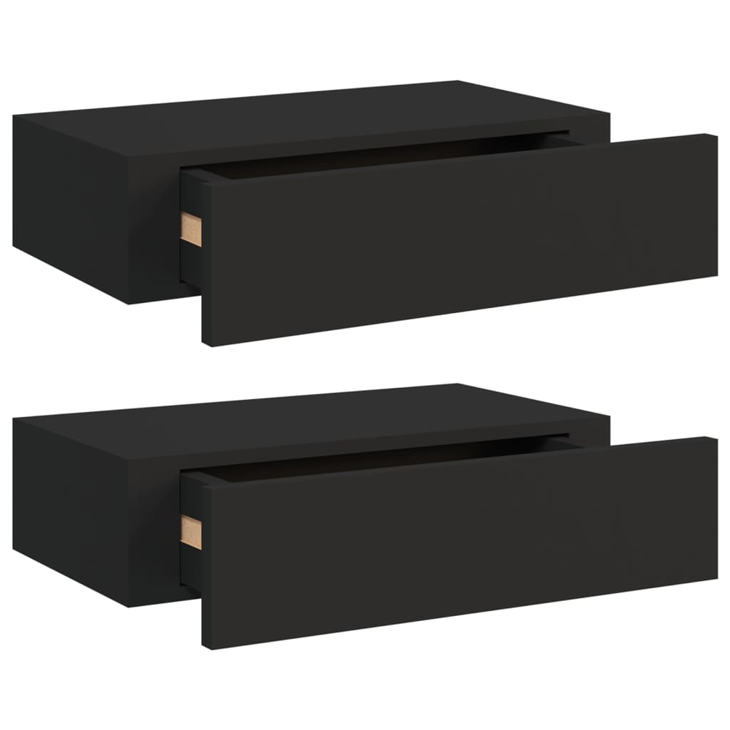 vidaXL Dulap de perete cu sertare, 2 buc., negru, 40x23,5x10 cm, MDF vidaXL Dulap de perete cu sertare, 2 buc., negru, 40x23,5x10 cm, MDF