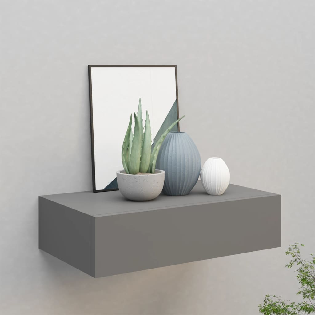 vidaXL Dulap de perete cu sertare, gri, 40x23,5x10 cm, MDF vidaXL Dulap de perete cu sertare, gri, 40x23,5x10 cm, MDF