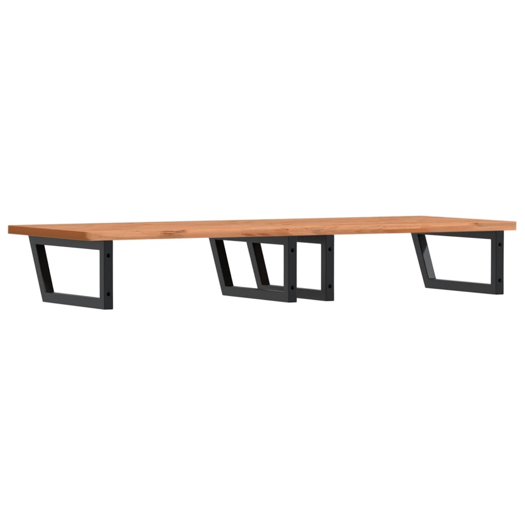 vidaXL Raft pentru lavoar montat pe perete, oțel și lemn masiv fag