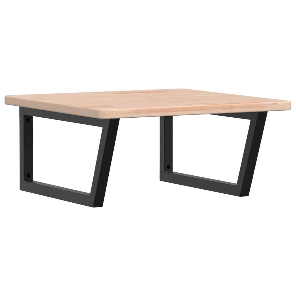 vidaXL Raft pentru lavoar montat pe perete, oțel și lemn masiv stejar