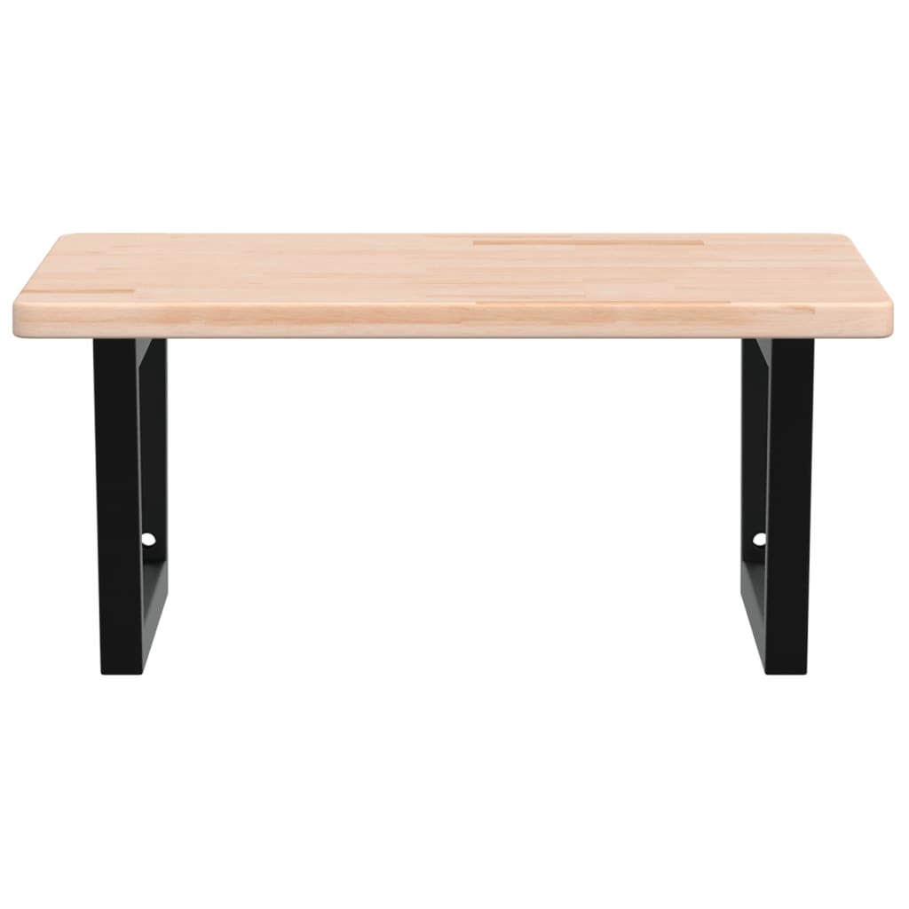 vidaXL Raft pentru lavoar montat pe perete, oțel și lemn masiv stejar