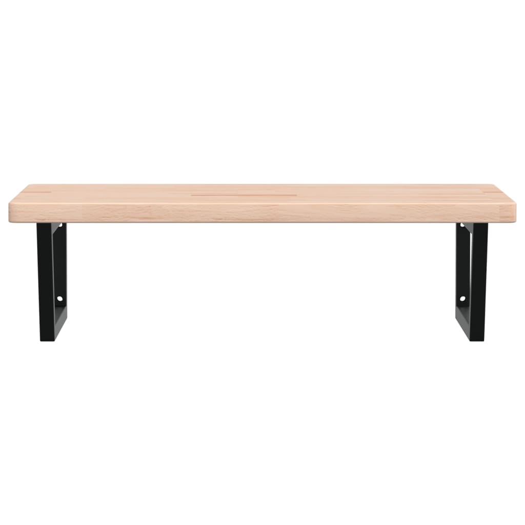 vidaXL Raft pentru lavoar montat pe perete, oțel și lemn masiv stejar