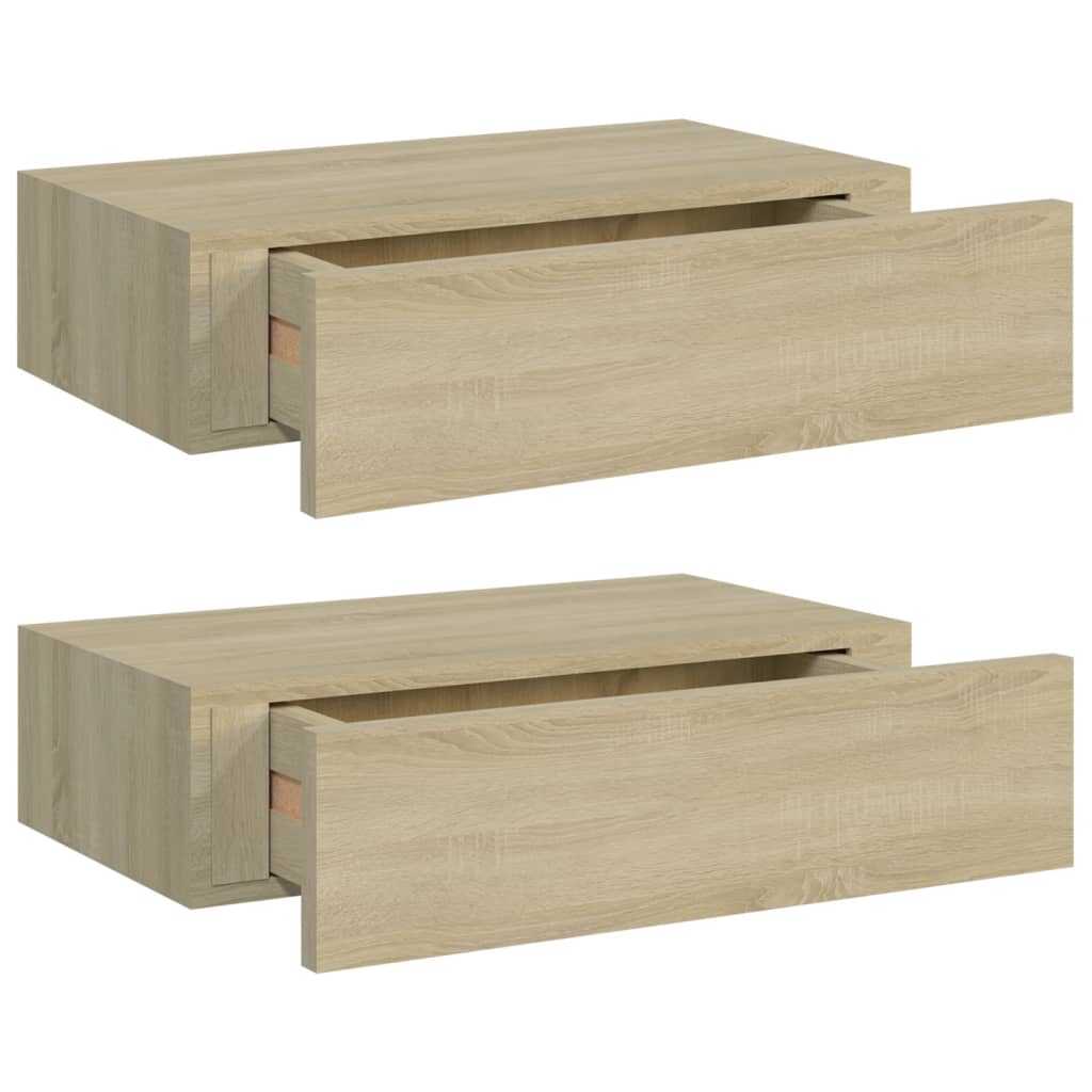 vidaXL Dulapuri de perete cu sertar, 2 buc., stejar, 40x23,5x10 cm MDF