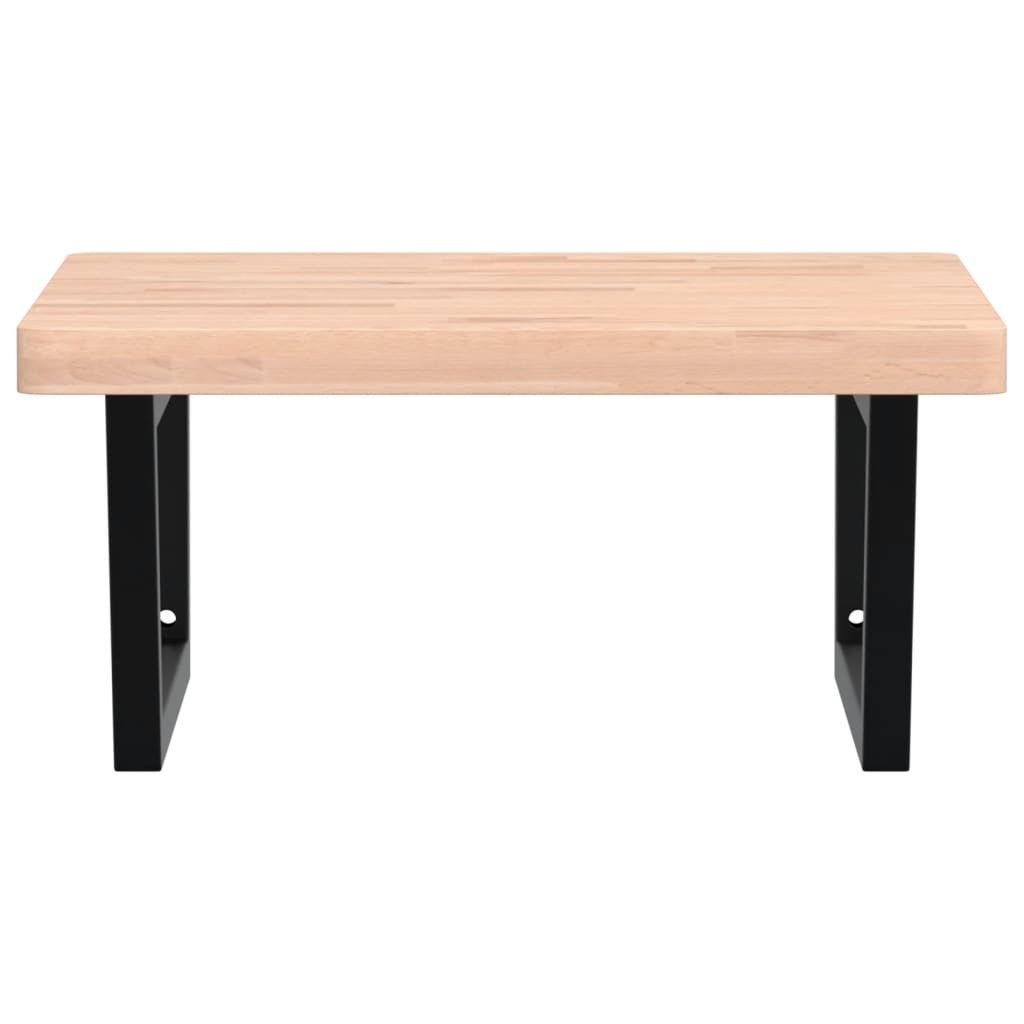 vidaXL Raft pentru lavoar montat pe perete, oțel și lemn masiv fag