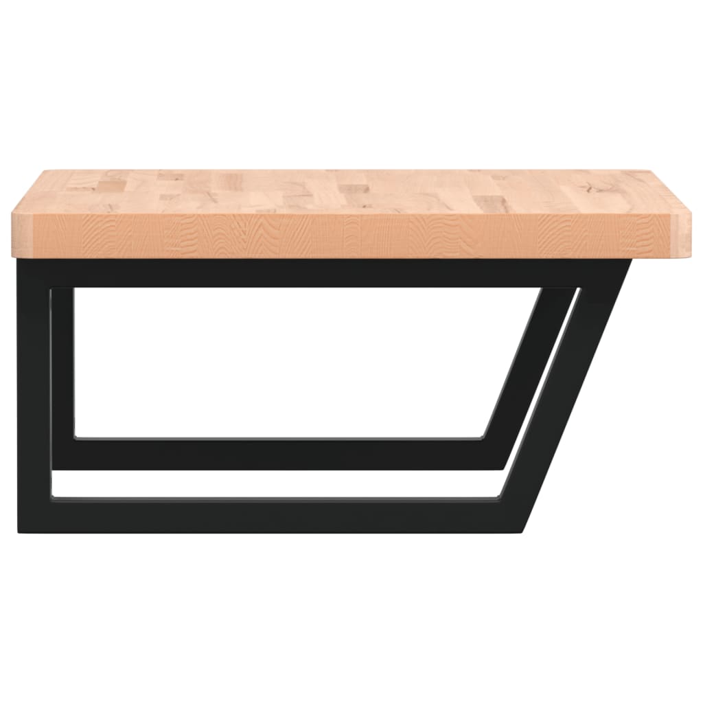 vidaXL Raft pentru lavoar montat pe perete, oțel și lemn masiv fag