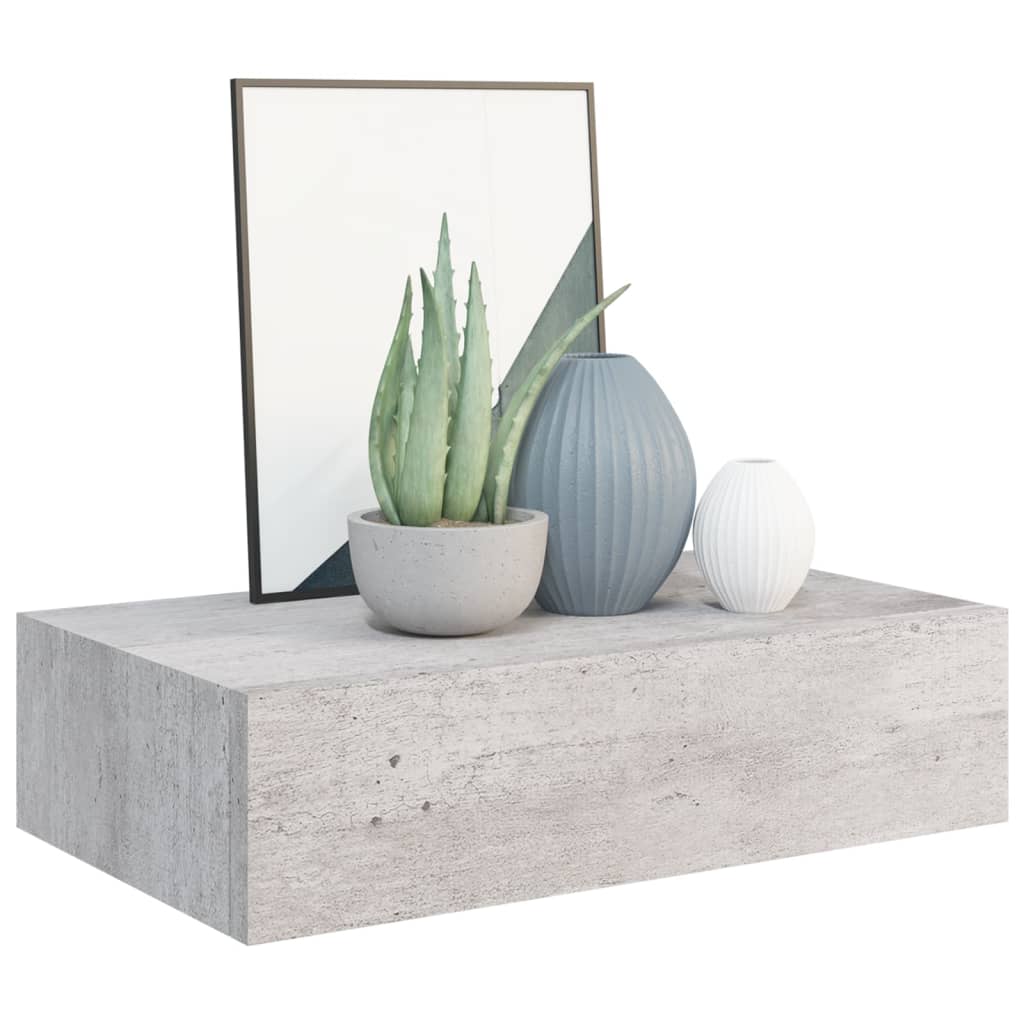 vidaXL Dulap de perete cu sertare, gri beton, 40x23,5x10 cm, MDF vidaXL Dulap de perete cu sertare, gri beton, 40x23,5x10 cm, MDF