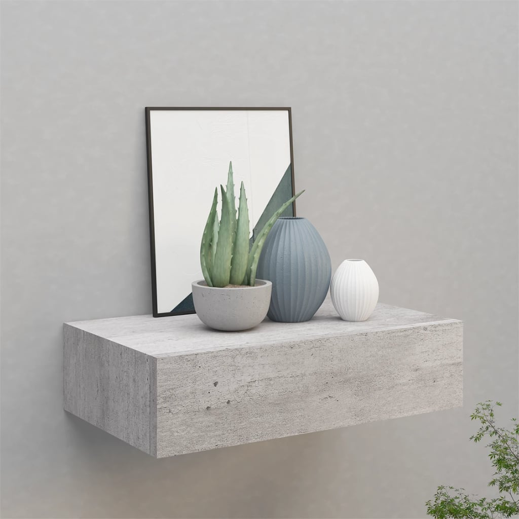 vidaXL Dulap de perete cu sertare, gri beton, 40x23,5x10 cm, MDF vidaXL Dulap de perete cu sertare, gri beton, 40x23,5x10 cm, MDF